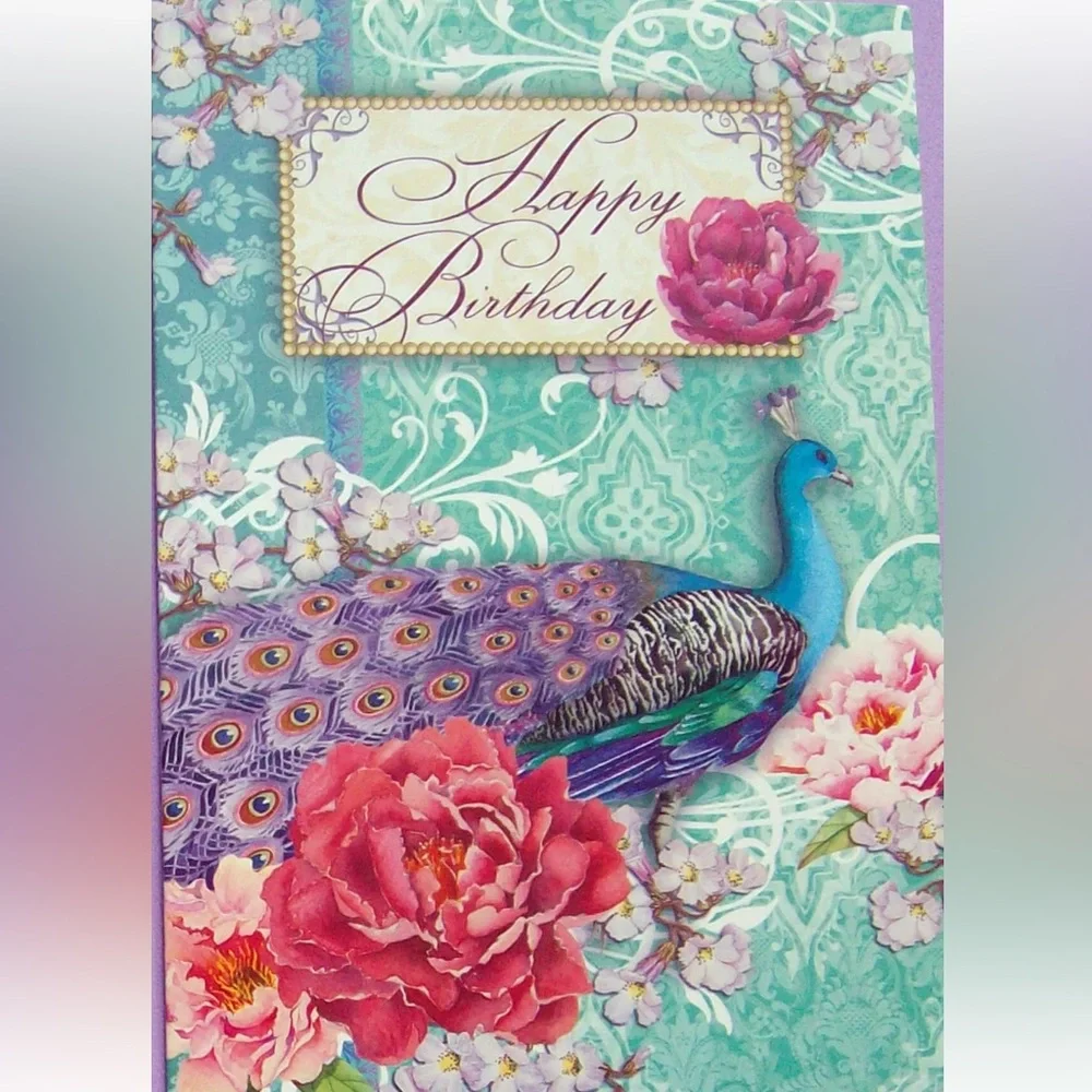Pooch & Sweetheart Floral Peacock Greeting Card Assorted Set of 4 (97108-4)